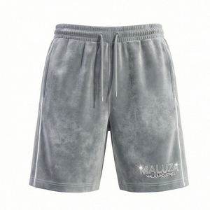 Shorts de sport unisexe en velours avec logo cristal, style streetwear décontracté, été, USA Europe, Maluza, taille élastique unie, coupe régulière, Elite - Product Image 1