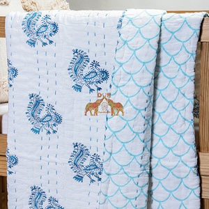 Luxury Best Quality Kantha Baby <b>Quilt</b> Cotton Handblock Animal Custom Printed Soft <b>Quilt</b> Handmade Cotton <b>Quilt</b> - Product Image 4