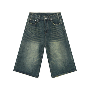 Summer Men Sporty Anti-Wrinkle Denim <b>Shorts</b> Solid Color Straight Leg Casual High Quality Daily Wear - Product Image 6