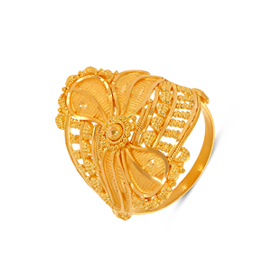 Premium 18K Solid <b>Gold</b> Floral <b>Cocktail</b> <b>Ring</b> Vintage Inspired Handmade Fine Jewelry for Women Collection - Product Image 1