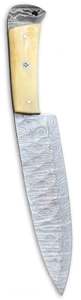 Cuchillo de Cocina Artesanal de Acero de Damasco con Hoja Martillada y Mango de Hueso Natural para Rebanar - Product Image 2