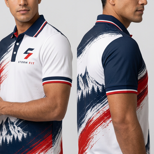 Camiseta Polo Deportiva Personalizada para Hombre, de Secado Rápido, 100% Poliéster, Manga Corta, Diseño de Montaña Estampado, Corte Regular - Product Image 5