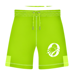 Pantalones Cortos de Rugby Verde Lima y Blancos, Cintura Elástica con Cordón, Uniforme de Equipo Geométrico Personalizado, Ropa Deportiva Transpirable para Entrenamiento - Product Image 1