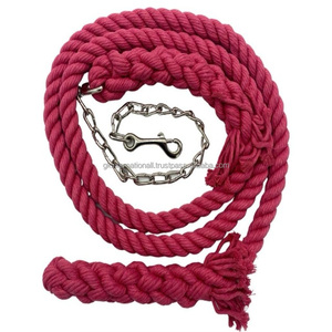 Cuerda de algodón hecha a mano para caballos con cadena de acero inoxidable y longitud personalizada - Product Image 4