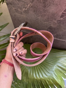 New Premium Quality Handmade Belts Hand <b>Tooled</b> <b>Leather</b> Boot Stich Belts Boho Vintage Pink Color Trendy Stylish Western Belts - Product Image 6