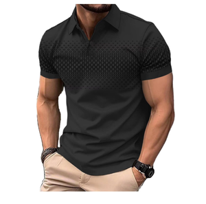 Chemise Homme Slim Fit Tricotée 100% Polyester Manches Courtes Douce Respirante Infroissable Imprimée Décontractée Bureau Service OEM - Product Image 5