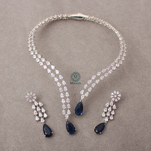 Christy CZ Designer Gold Plated Zircon Bridal Jewelry Set with Earrings - Product Image 5