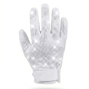 Gants de football américain personnalisés avec logo imprimé, poignées adhésives, plus de 1000 strass, fermeture Velcro, sangle réglable – Vente en gros - Product Image 4