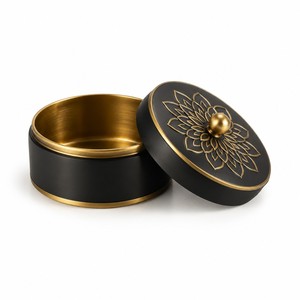 Boîte à bibelots en laiton noir mat en gros |   Cadeau de rangement en métal artisanal - Product Image 1