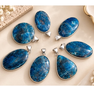 Colgantes de Ágata de Jade Verde Natural, Gemas de Cristal, Hechos a Mano, Ecológicos, Plateados, Irregulares, Semipreciosos F S - Product Image 5