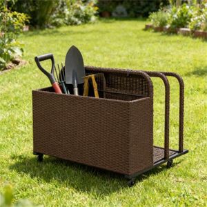 Cesto portaoggetti marrone per piscina, carrello portaoggetti pratico - Product Image 1