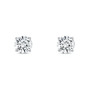 Pendientes Vintage para Mujer con Diamante Cultivado en Laboratorio IGI F/VS de 2 Quilates, Corte Redondo, Oro Blanco de 14K - Product Image 1
