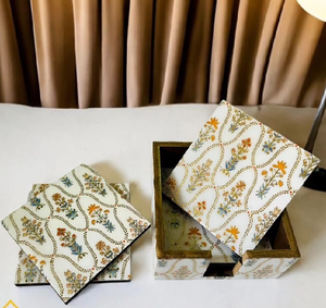 Sous-verres élégants en MDF à motifs pour la protection de la table, ensemble de sous-verres avec support au prix le plus bas - Product Image 1