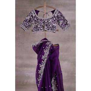 Sari brodé pour soirée avec travail de paillettes pour robes de bal - Product Image 1