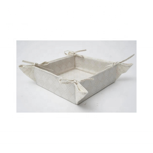 Panier à pain compact blanc 100% coton brodé lavable organisateur écologique petite cuisine salle à manger Option de gros - Product Image 1