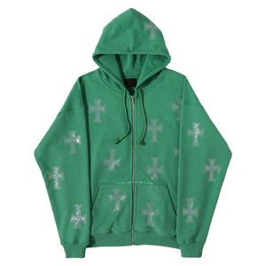 Sudadera con Pedrería, Unisex, Cálida, de Forro Polar, Estilo Informal, para Uso Diario, Mezcla de Algodón, Básica para Invierno - Product Image 1