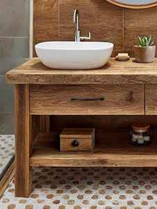 Mueble de Baño con Doble Lavabo, Gabinetes con Cajones de Almacenamiento y Estante Abierto, Mueble Lavabo para Hogar Moderno y Baños de Resortes - Product Image 3