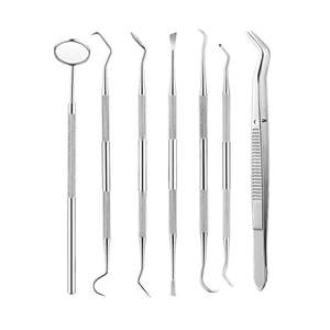 Kit de Examen Dental Manual Profesional de 7 Piezas |   Set de Higiene Bucal de Acero Inoxidable: Espejo Bucal, Sonda Exploradora, Pinzas de Algodón y Raspador - Product Image 3