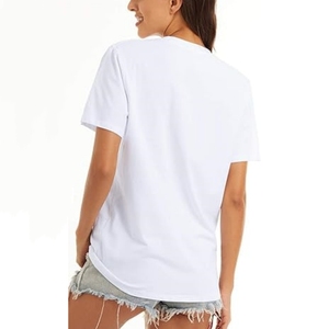 T-shirt personnalisé pour femme, coupe ample, non transparent, col rond, décontracté, en coton, léger - Product Image 5