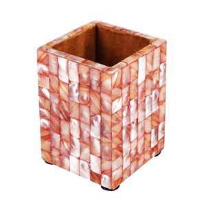 HASAN CRAFT Porte-stylos carré en os incrusté, fait main, écologique, moderne, avec mosaïque de perles roses, organisateur de bureau, décoration de bureau - Product Image 1