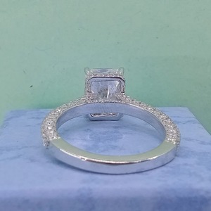 Bague de fiançailles en moissanite taille Asscher, argent 925, pavé, bijoux classiques pour femmes - Product Image 3