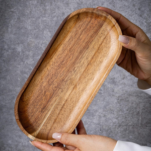 Plateau et sous-plat en bois d'acacia massif pour hôtel, idéal pour les fruits, les desserts et les plats - Product Image 3
