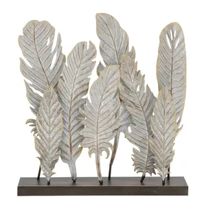 Sculpture de feuillage métallique artisanale, décoration de table rustique pour le salon, design d'intérieur, statue artistique sur le thème des plantes - Product Image 2