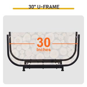 30in Rustproof Metal Firewood Rack Indoor Outdoor Stable <b>Log</b> Holder for Fireplace <b>Decor</b> Firewood Storage Organizer - Product Image 5