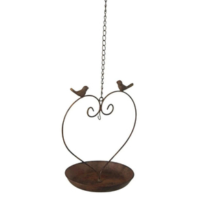 Comedero para pájaros colgante de metal vintage con diseño de pájaro sentado para uso en jardín y exteriores, resistente al óxido. - Product Image 4
