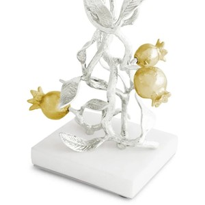 <b>Silver</b> Tree-Shaped <b>Candlestick</b> Holders with Gold Pomegranate Accents for Home Decoration - Product Image 4