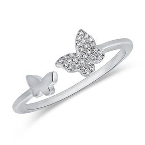 Anillo Abierto de Diamante Cultivado en Laboratorio con Diseño de Mariposa, Personalizado, Oro Sólido de 10K/14K, Plata 925, Anillo Apilable, Fabricante Directo - Product Image 3