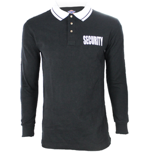 Polo de sécurité à manches longues pour homme, 100 % polyester, uniforme d'été pour agents de sécurité, blanc avec col noir, unisexe, détection par aiguille - Product Image 6