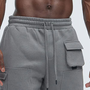 Pantalones cortos de forro polar para hombre de color sólido con precio de fábrica para compradores mayoristas, calidad premium con cordones y bolsillos con logotipo. - Product Image 2