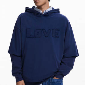 Sweat à capuche vintage délavé à l'acide pour homme, luxe, double couche, manches doubles, 100% coton molletonné, longueur longue, sweats à capuche pour homme de haute qualité - Product Image 5