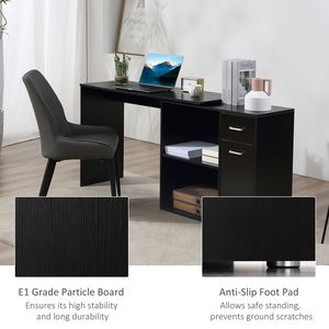 Escritorio de Computadora en Forma de L con Rotación de 180 Grados, Estantes de Almacenamiento, Cajonera y Estación de Trabajo para Oficina en Casa - Product Image 4