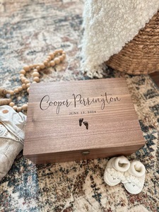 Baby <b>Memory</b> <b>Box</b> Personalized Wooden Keepsake <b>Box</b> Eco Friendly Durable Modern Baby Shower Gift for New Mom Nursery Decor - Product Image 5