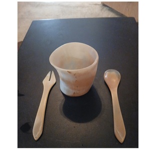 Ensemble de couverts en corne de buffle faits à la main, finition miroir, cuillère de service, fourchette, spatule pour les réceptions et les dîners - Product Image 1