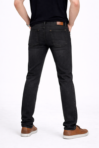 Jean en denim noir gris anthracite extensible pour homme, coupe slim – un essentiel moderne pour le quotidien, confectionné en tissu riche en coton de qualité supérieure - Product Image 3