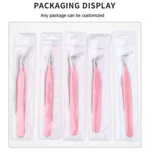 Juego de Pinzas para Pestañas de Acero Inoxidable Rosa, Puntas de Precisión para Herramientas de Extensión de Pestañas - Product Image 4