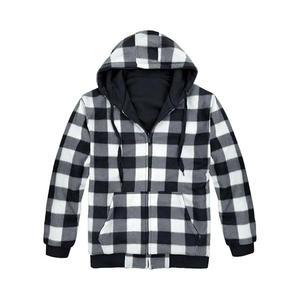 Vestes polaires réversibles à capuche pour hommes, motif pied-de-poule, légères et décontractées, avec poches, vente en gros - Product Image 2