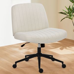 Sedia da ufficio senza braccioli in tessuto Beige con girevole regolabile e comodo schienale per l'home Office - Product Image 1