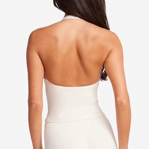 Débardeur Halter pour Femme, Couleur Unie, Dos Nu, Sans Manches, Col en V, Idéal Yoga - Product Image 3