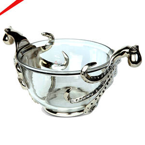 2026 High Grade Gold Plated Metal Octopus Base Glass Eco-Friendly Vintage <b>Large</b> <b>Serving</b> <b>Bowl</b> Hotel Rrestaurants Food, Fruit <b>Bowl</b> - Product Image 2