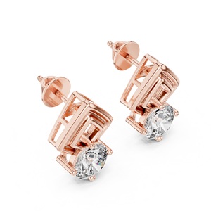 Elegant Square Design Daily Wear Jewelry Gift for Women Minimalist Princess Cut Moissanite <b>Stud</b> Earrings in 925 Silver Ring - Product Image 4