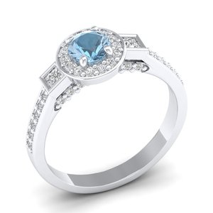 Bague en or blanc 14 carats avec moissanite certifiée GRA, taille ronde 0,5 carat, pierre précieuse aigue-marine, bijoux fins, prix de gros usine REYES - Product Image 2