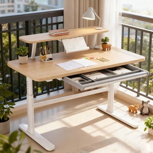批发山毛榉木儿童学习桌学生作业可调站立式电脑桌，上面有架子 - Product Image 3