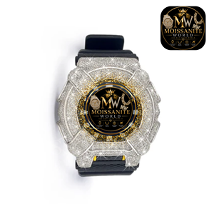 Montre numérique de luxe Moissanite World avec boîtier polygonal en moissanite glacée de 45 mm, bracelet en silicone, unisexe, quartz - Product Image 2
