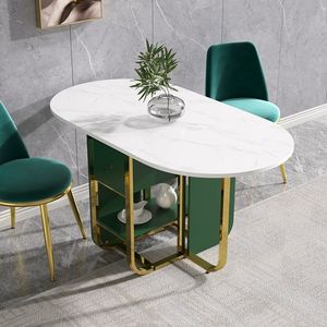 59.1 \ "tavolo da pranzo in legno rettangolare moderno con foglie pieghevoli sedili portaoggetti per 4-6 persone - Product Image 1
