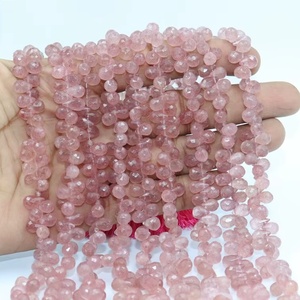 Perles de pierre à facettes Quartz fraise 5*7-6*8mm gouttes forme 8 pouces perles coupées sur le côté pour la fabrication de bijoux en gros - Product Image 1