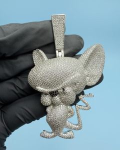 จี้รูปหนูการ์ตูน 3 มิติ ประดับเพชรโมอิสซาไนต์ VVS  จี้เงินแท้ 925 สไตล์ฮิปฮอป จี้ตัวการ์ตูนแบบกำหนดเองได้ สำหรับเป็นของขวัญ - Product Image 1